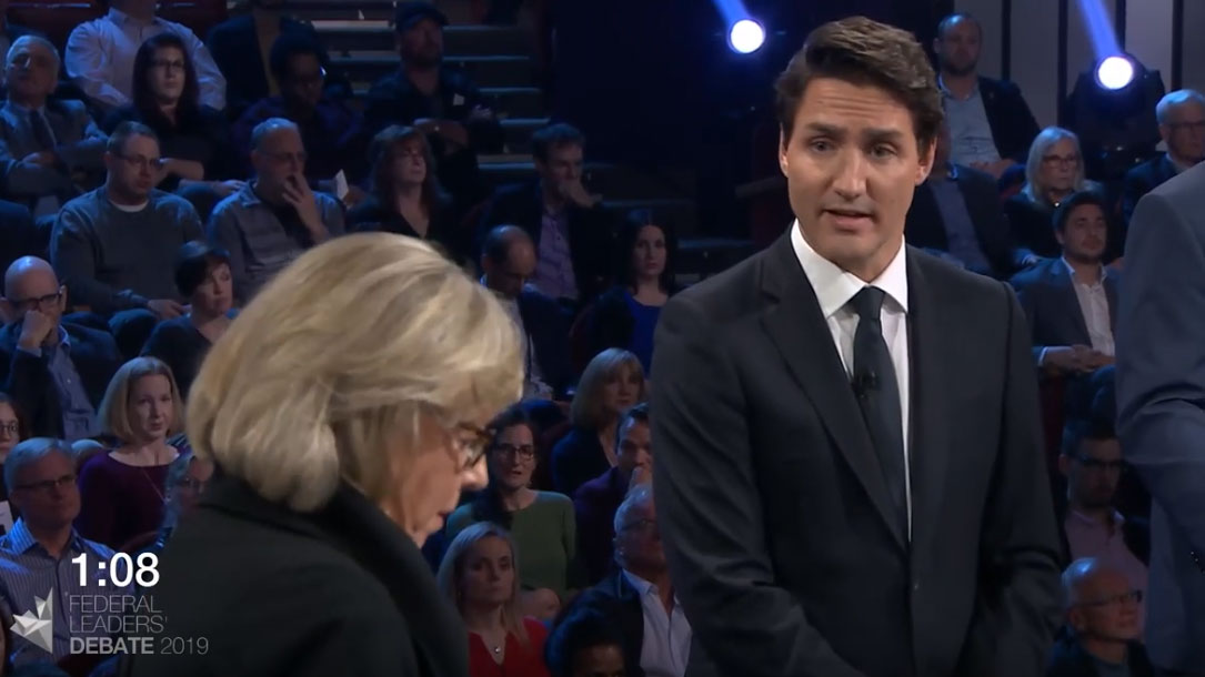 Elizabeth May debates household debt with Justin Trudeau